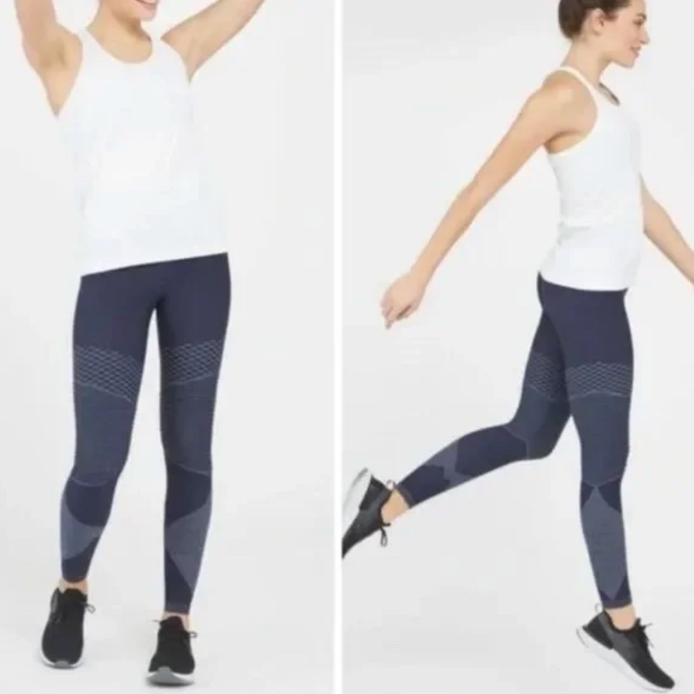 Spanx Look at Me Now Seamless Moto Indigo Sky Leggings M